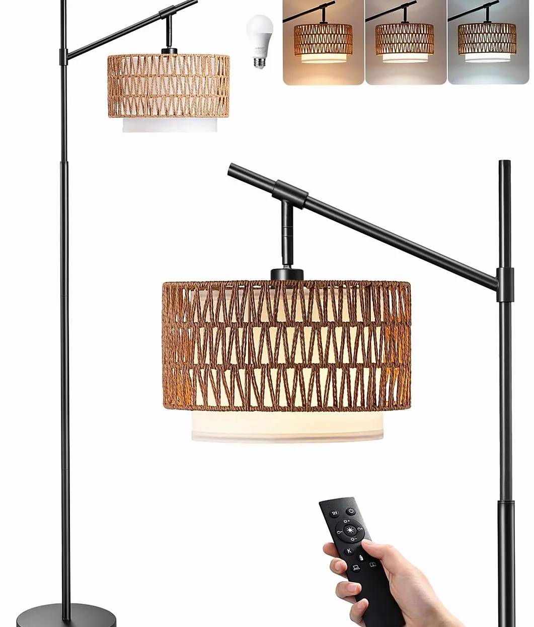 Rattan Floor Lamp with Remote Control — 1
